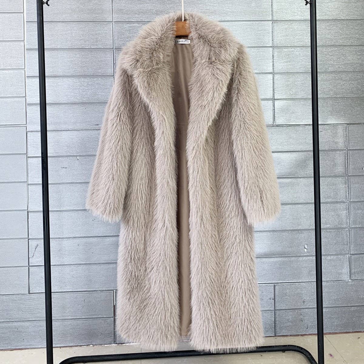 Long Faux Fur Coat Women Winter Lapel Jacket