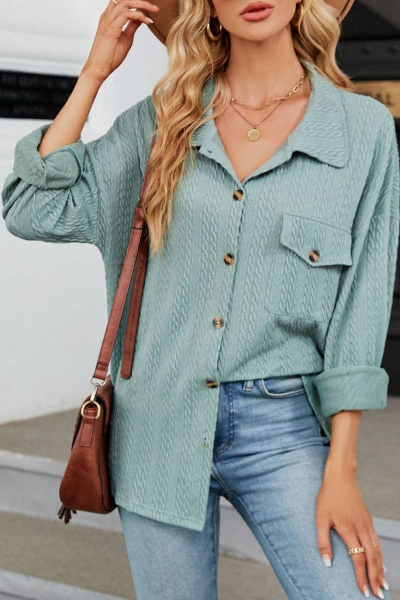 CWTSTL2218_LAPEL BUTTON DOWN LONG SLEEVE SHIRT TOP