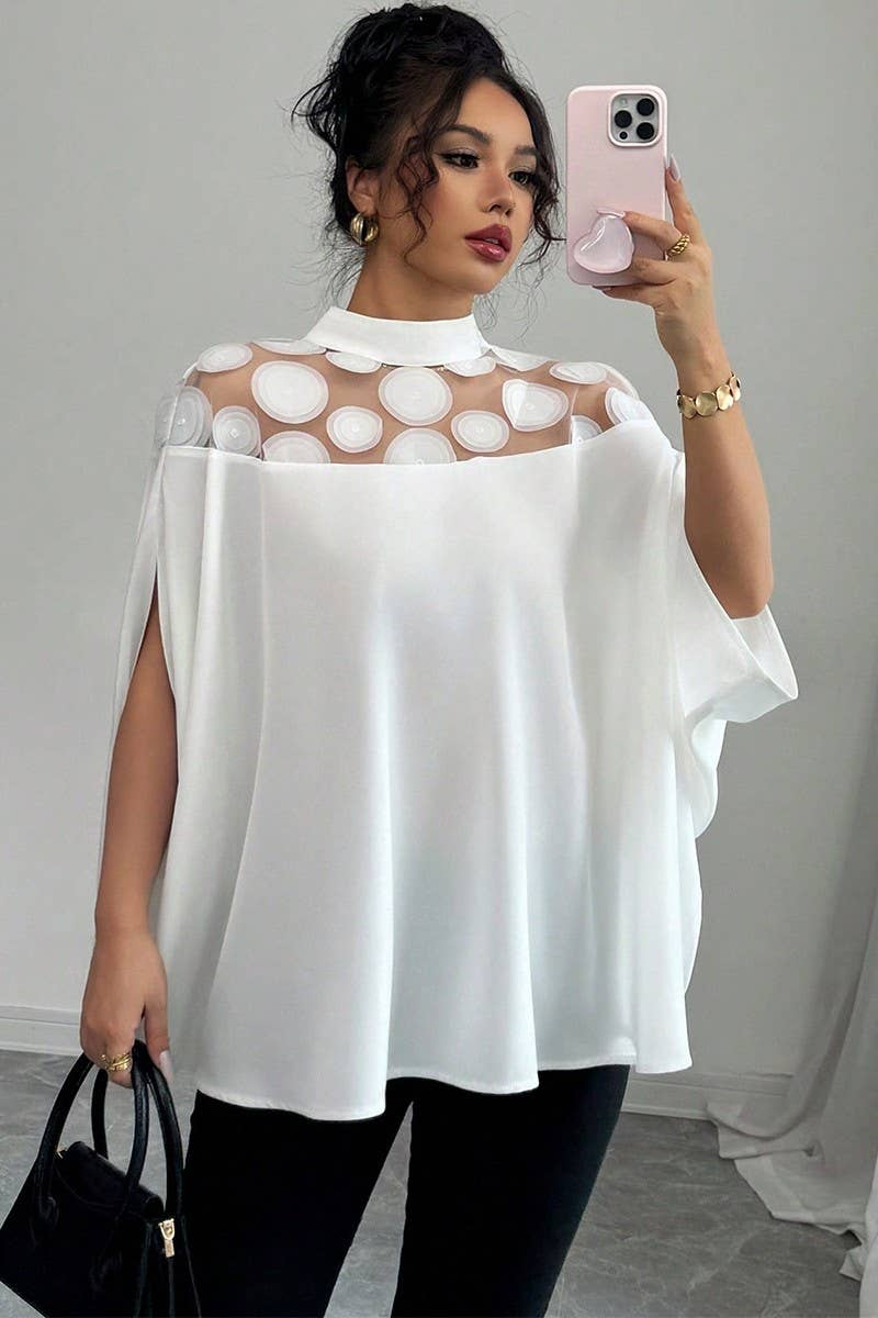 CWTTS1581_SUMMER COMMUTING LOOSE MESH OFF-SHOULDER SHIRT