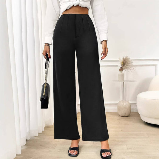 Fashion wide leg pants straight stretch trousers