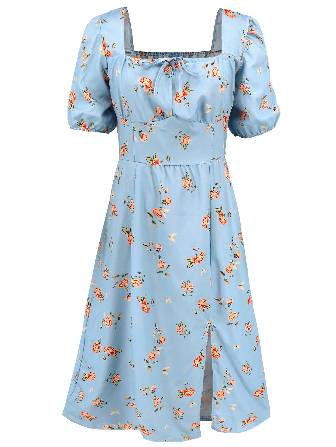 Floral Elegant Lantern Sleeve Dress