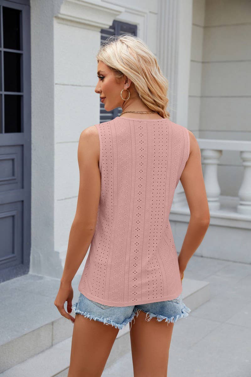 CWTTSL0238_V-Neck Sleeveless Knit Top