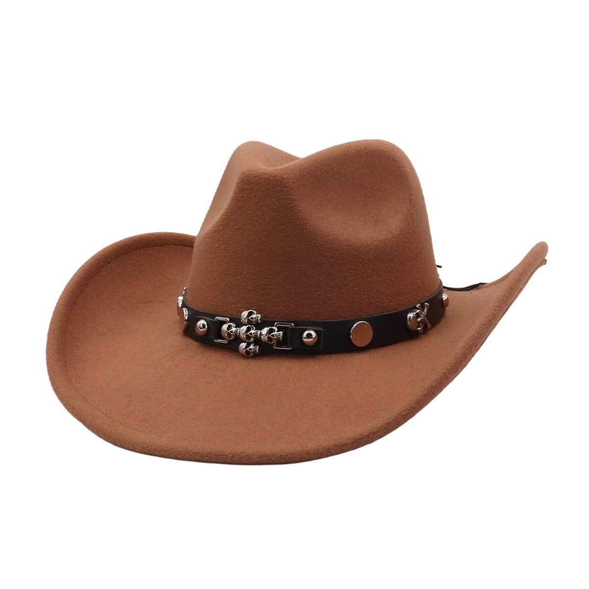 Ethnic Style Wool Blend Felt Cowboy Fedora Hat_CWAH04381