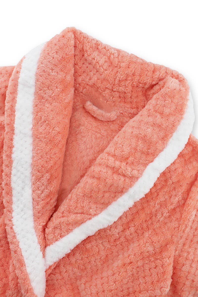 CWSPJ0140_CORAL FLEECE LACE-UP MID-LENGTH NIGHTGOWN