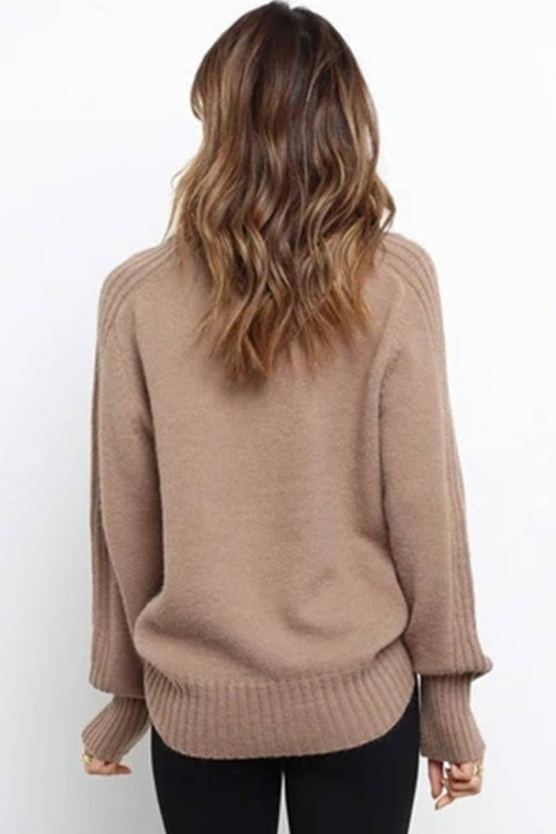 CWOSWL611  Turtle Neck Long Sleeve Pullover Sweater