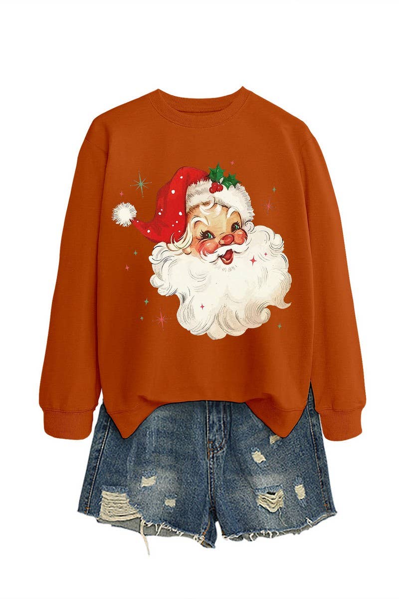 CWTBLL01324_SANTA CLAUS HEAD PATTERN PULLOVER SWEATSHIRT
