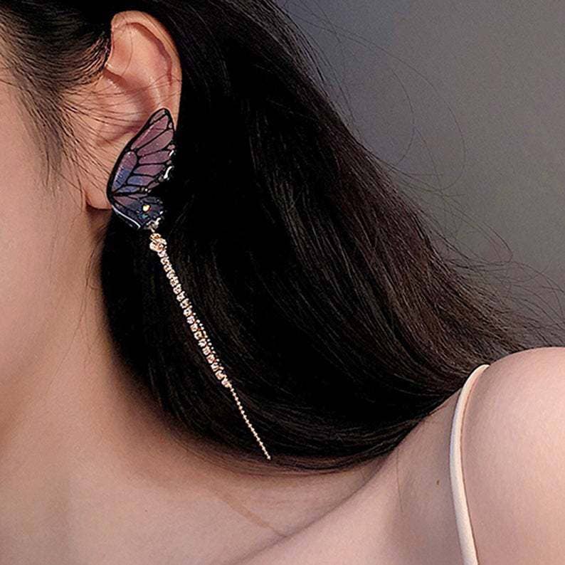Personalized three-dimensional butterfly earrings