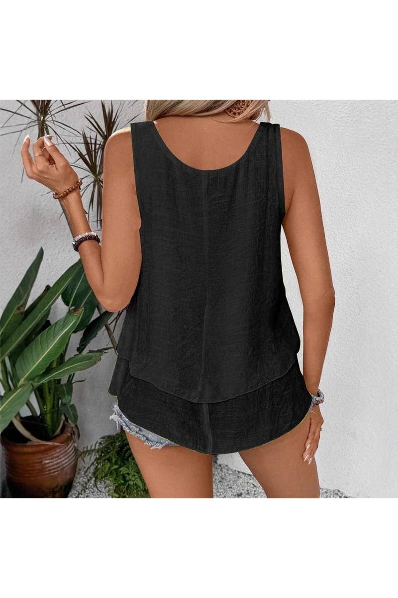 CWTHT00015_2025 WOMEN LAYERED RUFFLE TANK TOP SLEEVELESS CAM