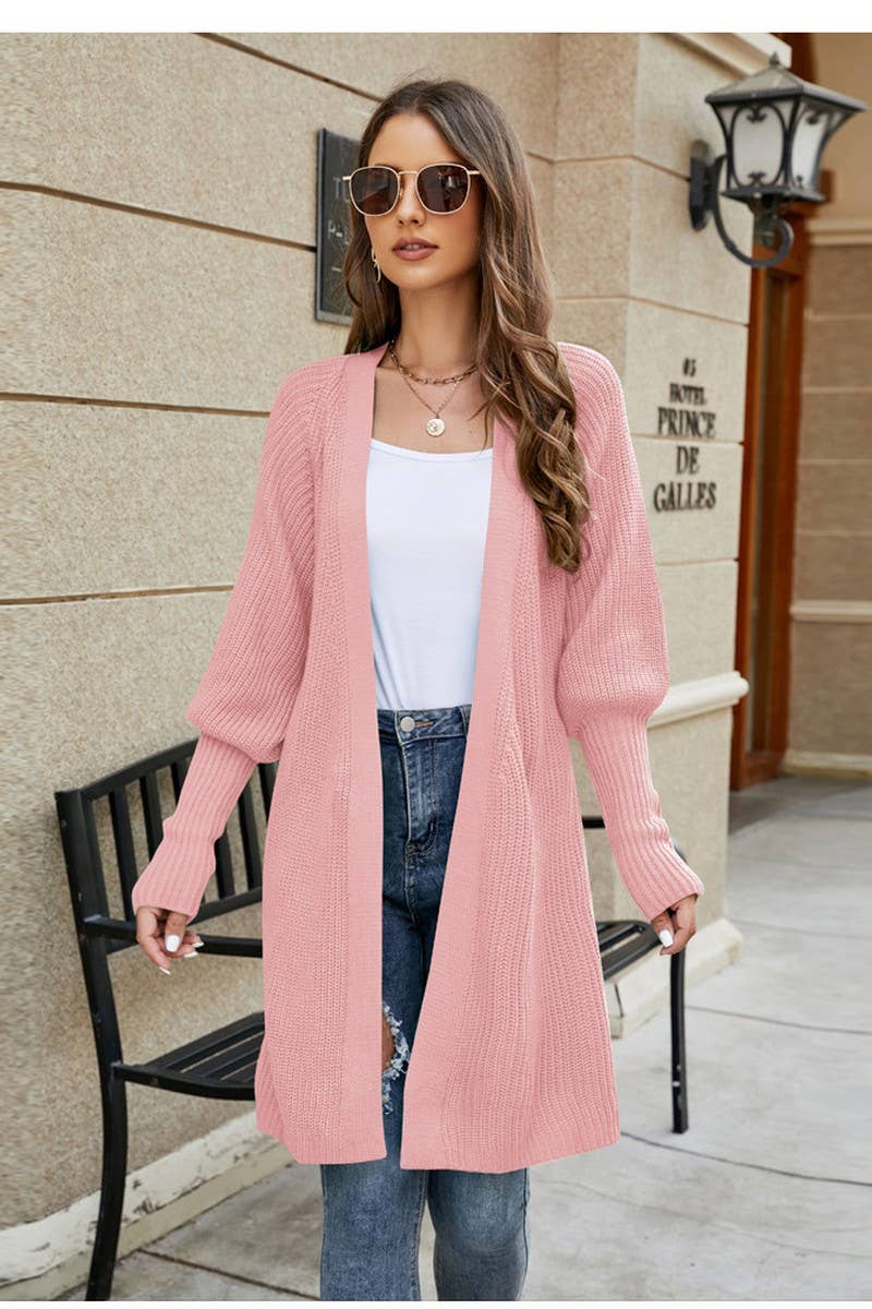 CWOCAL0760_SOLID COLOR LONG KNITTED CARDIGAN WITH TIES