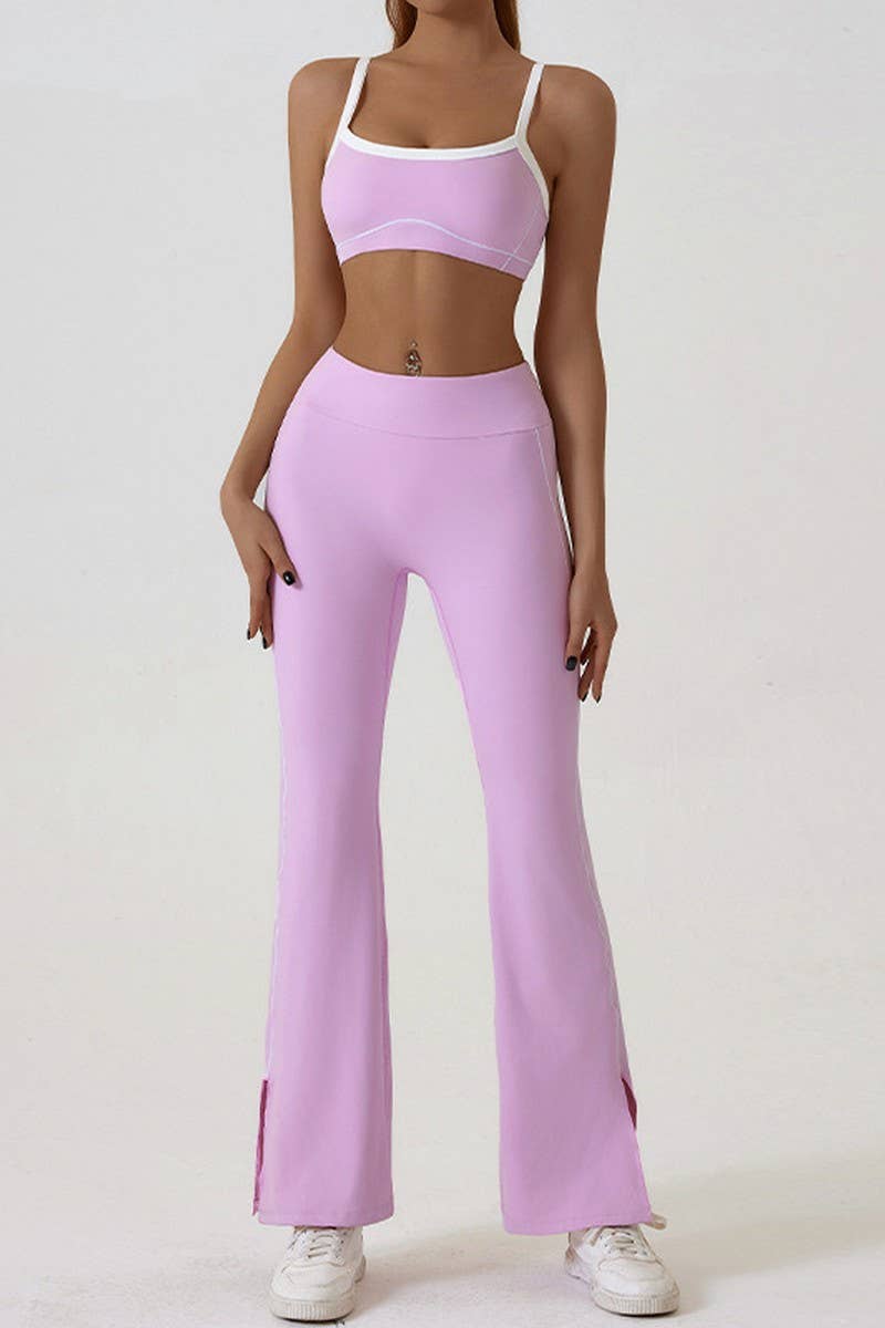 CWSTB1561_SPAGHETTI STRAP BRA SUSPENDER SWEATPANTS YOGA SET