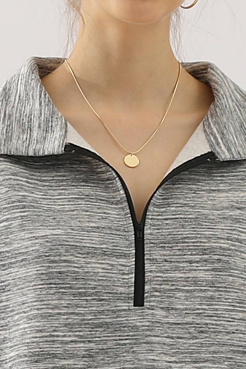 CWOHOL431_Zip Neck Lightweight Pullover Sweatshirt