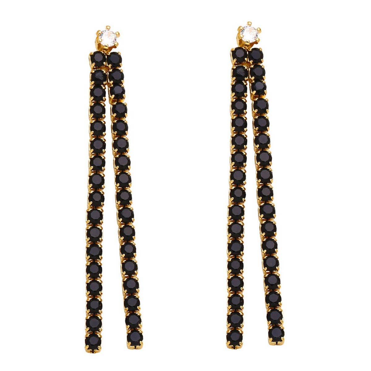 MINIMALIST COLORED DIAMOND TASSEL EARRINGS