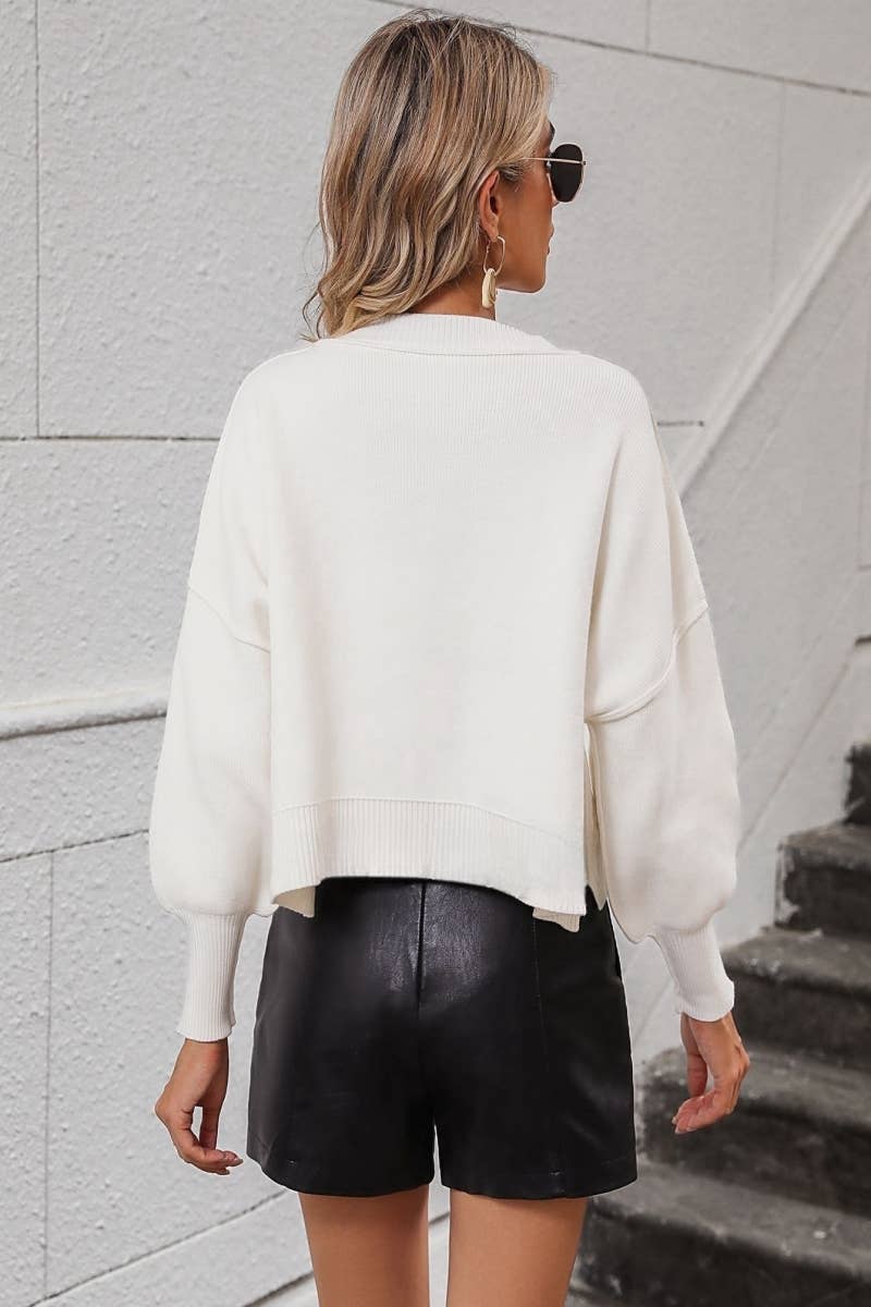 CWOSWL607  Long Sleeve Loose Neck Pullover Sweater