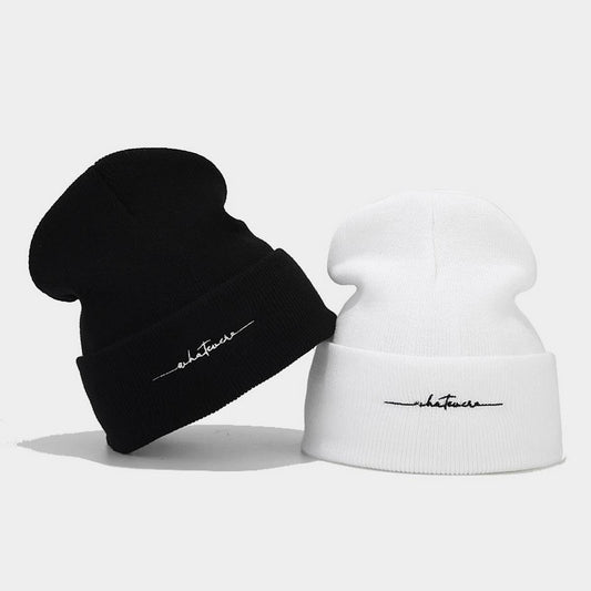 SIMPLE LETTER EMBROIDERY KNITTED HAT_CWAH1586