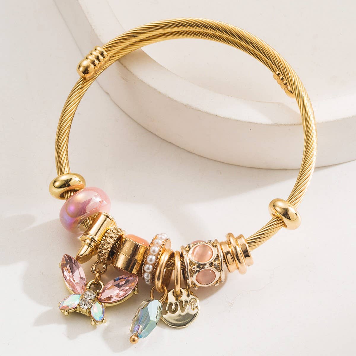 Luxury Butterfly Charm Beaded Bracelet