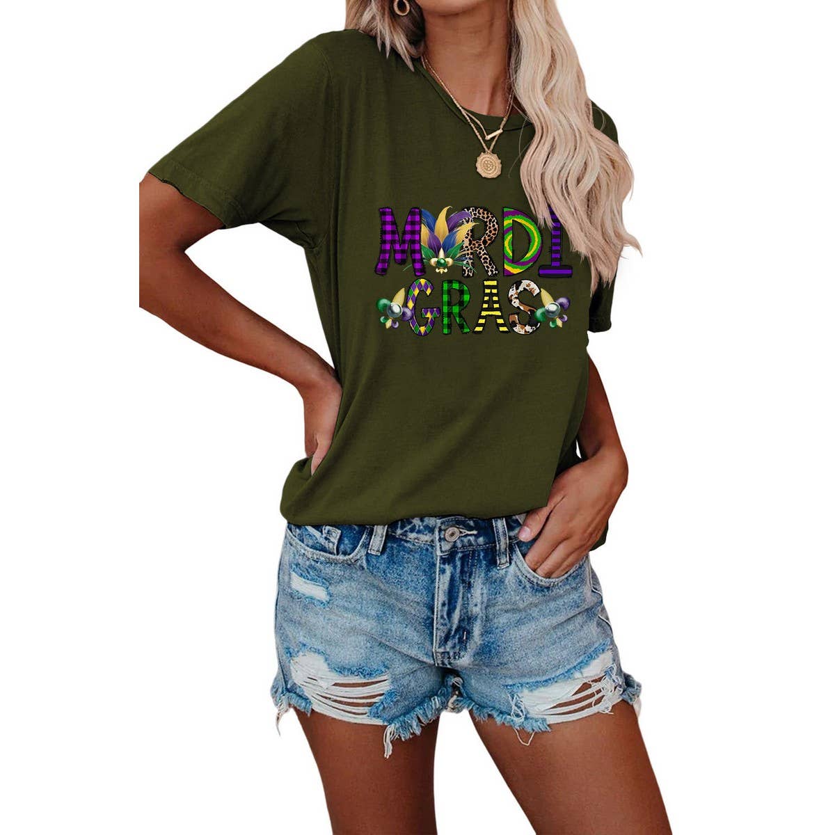 EASTER LOOSE PRINT ROUND NECK PULLOVER T SHIRT_CWTTS0798