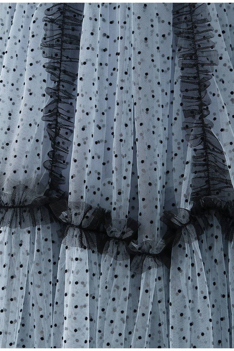 CWBMS0448_POLKA DOT MESH A-LINE MIDI SKIRT WITH TIERS