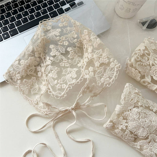 LACE SUN PROTECTION TRIANGLE BANDANA HEADSCARF