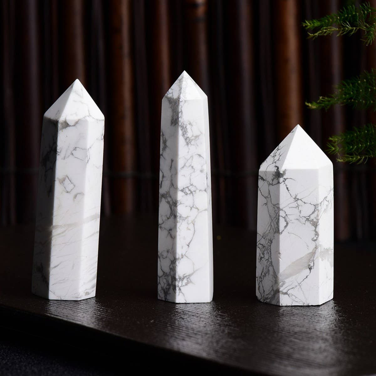 Natural White Turquoise Hex Crystal Tower