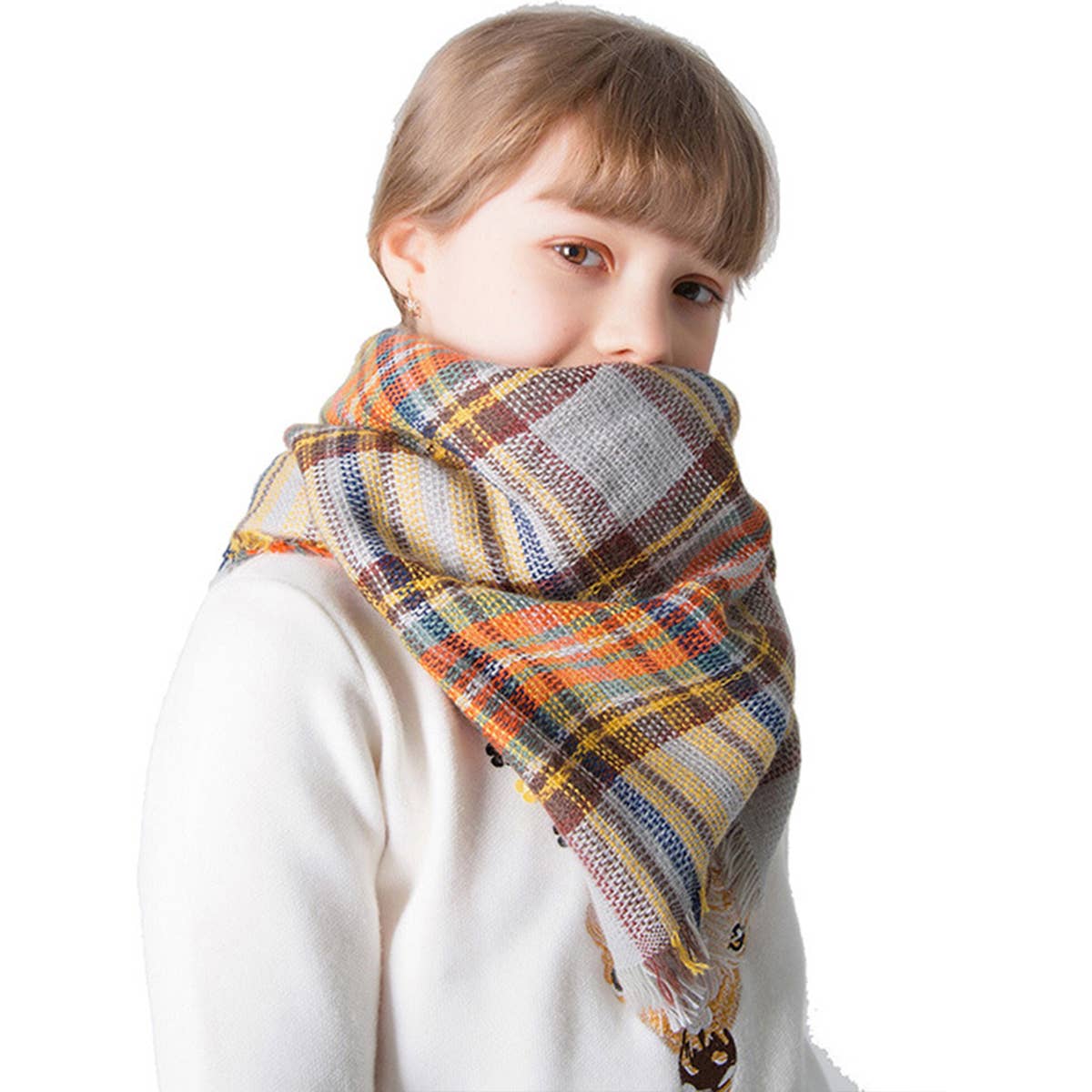 Autumn and Winter Plaid Faux Cashmere Scarf_CWASC0115
