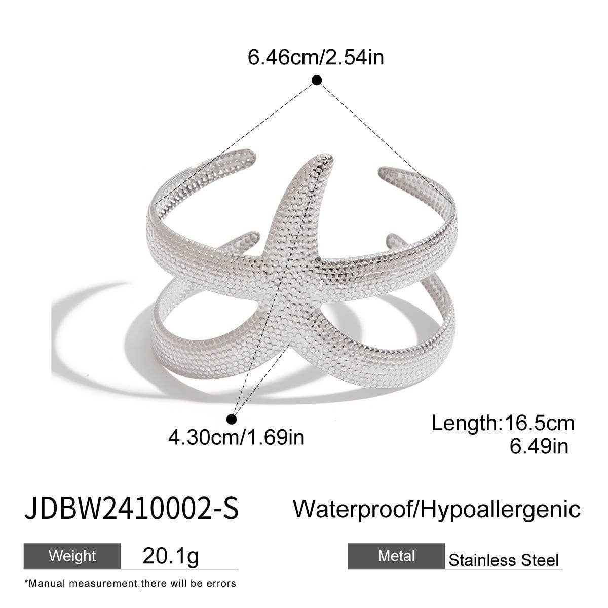 18K Gold Hammered Starfish Open Bangle, No Fade_CWAJE4684