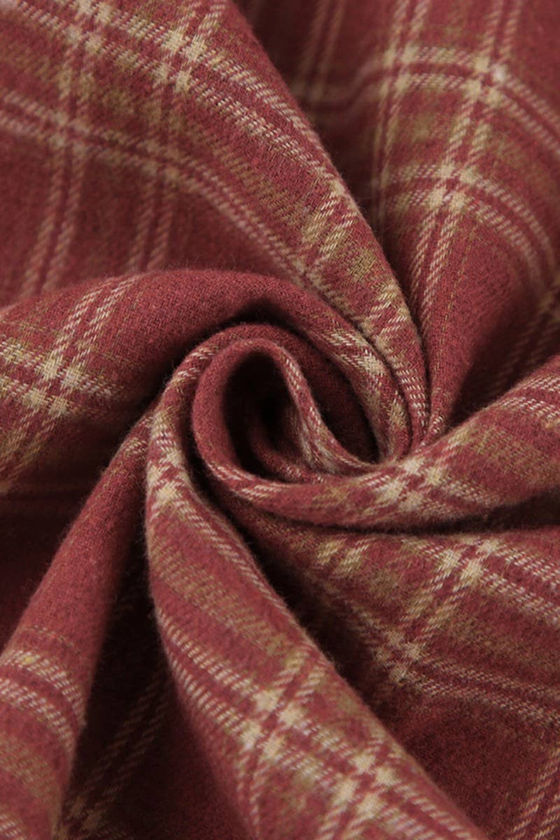 CWTSTL2598_RETRO RED PLAID LOOSE LONG-SLEEVED SHIRT