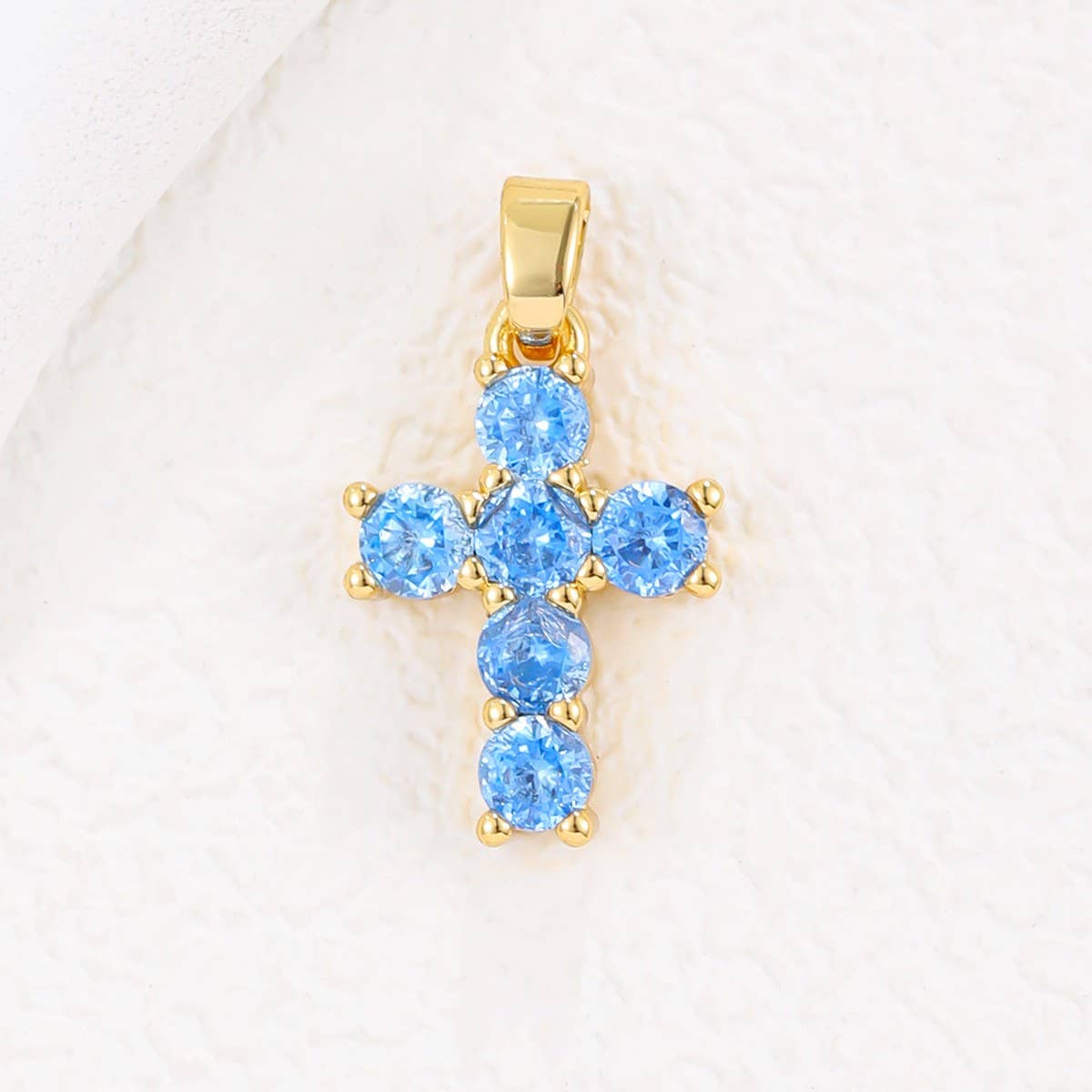 Colorful Zircon December Cross Pendant Necklace