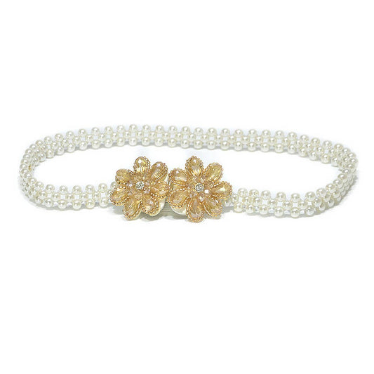 WOMEN'S WIDE CHAIN WITH PEARL ELASTIC BUCKLE_CWABE0519