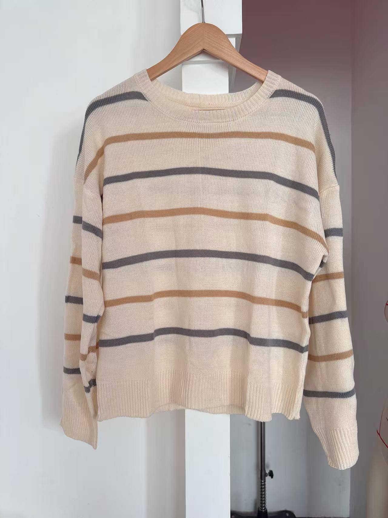 Casual colorful striped pullover loose sweater