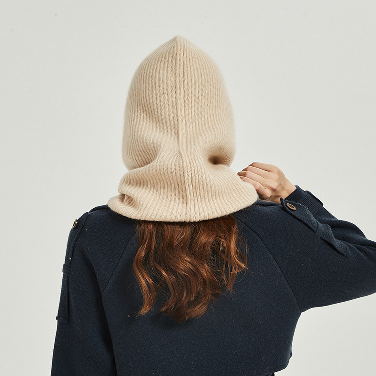 Cashmere Balaclava Hat ??Knit Hood Scarf for Her_CWAH3994