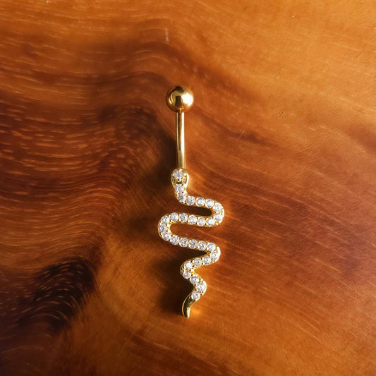 Snake CZ Belly Ring ??Trendy Navel Piercing_CWMM9192