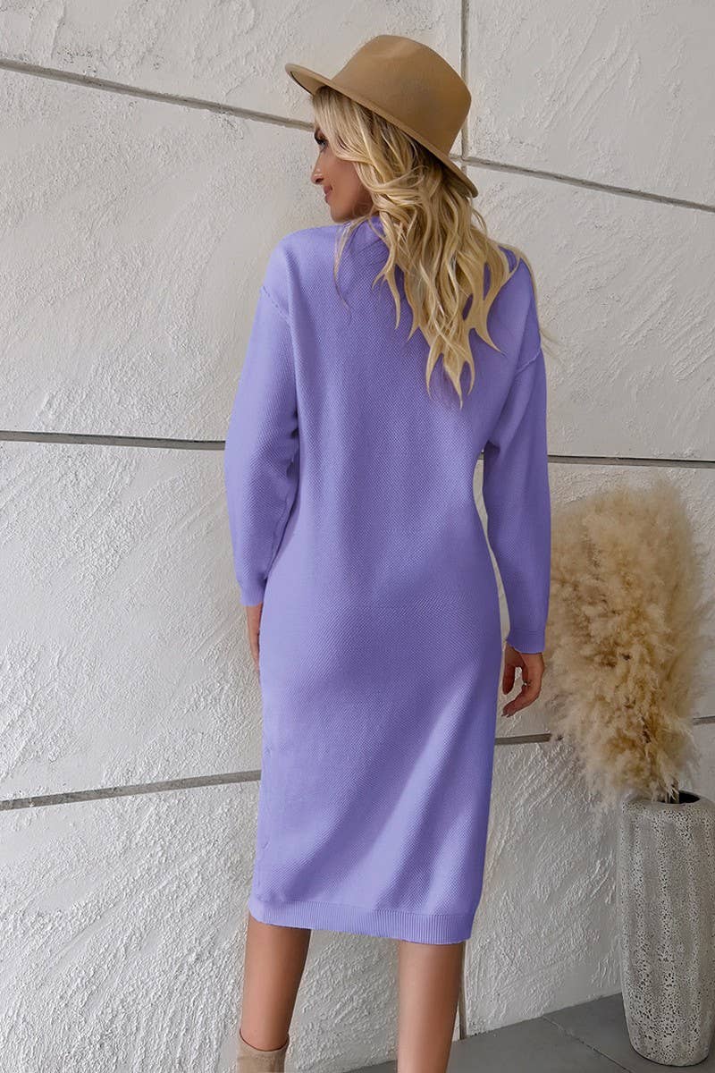 CWOSWL1627_V-neck Long Sleeve Long Sweater