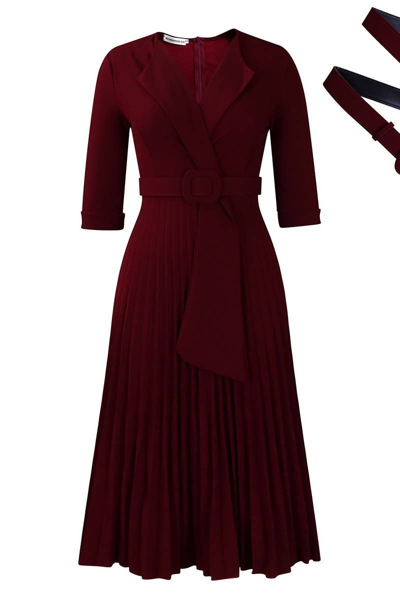 CWDMD01258_2024 FALL WINTER PLUS SIZE PLEATED BLAZER DRESS