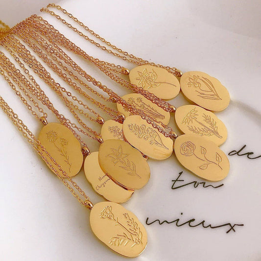 NEW STAINLESS STEEL DECEMBER FLOWER NECKLACE_CWMM3770