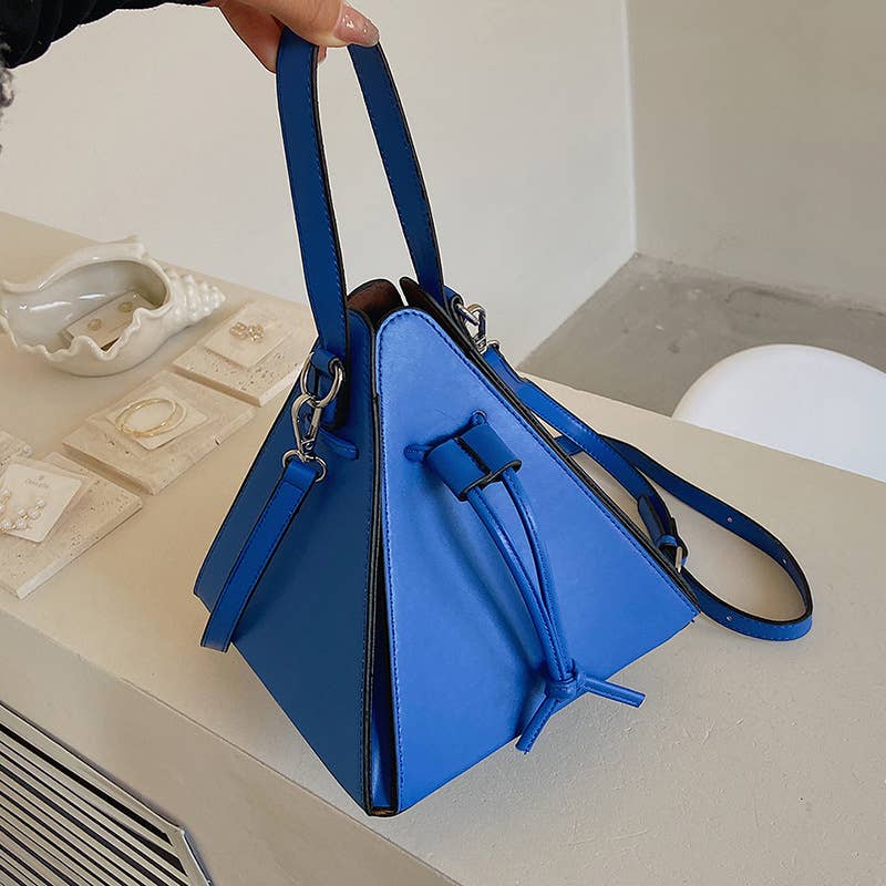 Candy-colored hand-held crossbody triangular bag