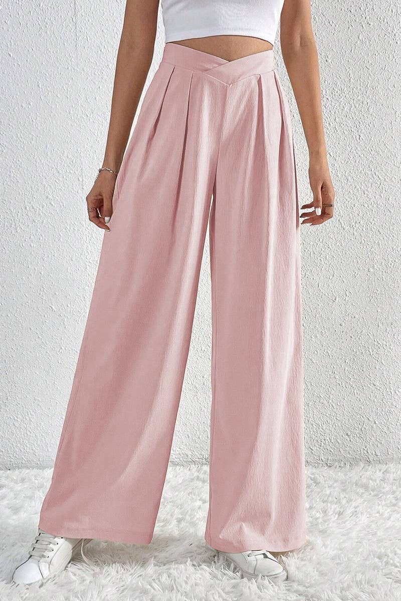 CWBLP1422_PLEATED CASUAL WIDE-LEG LOOSE TROUSERS