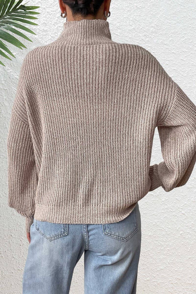 CWTTT00017_WOMEN HALF TURTLENECK BOW KNIT SWEATER