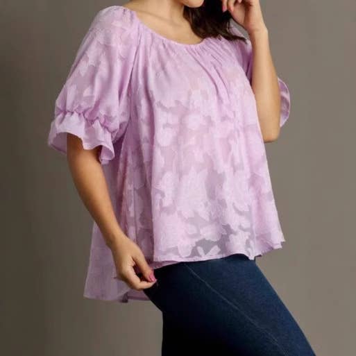 Crew-neck lace print loose pullover top for women