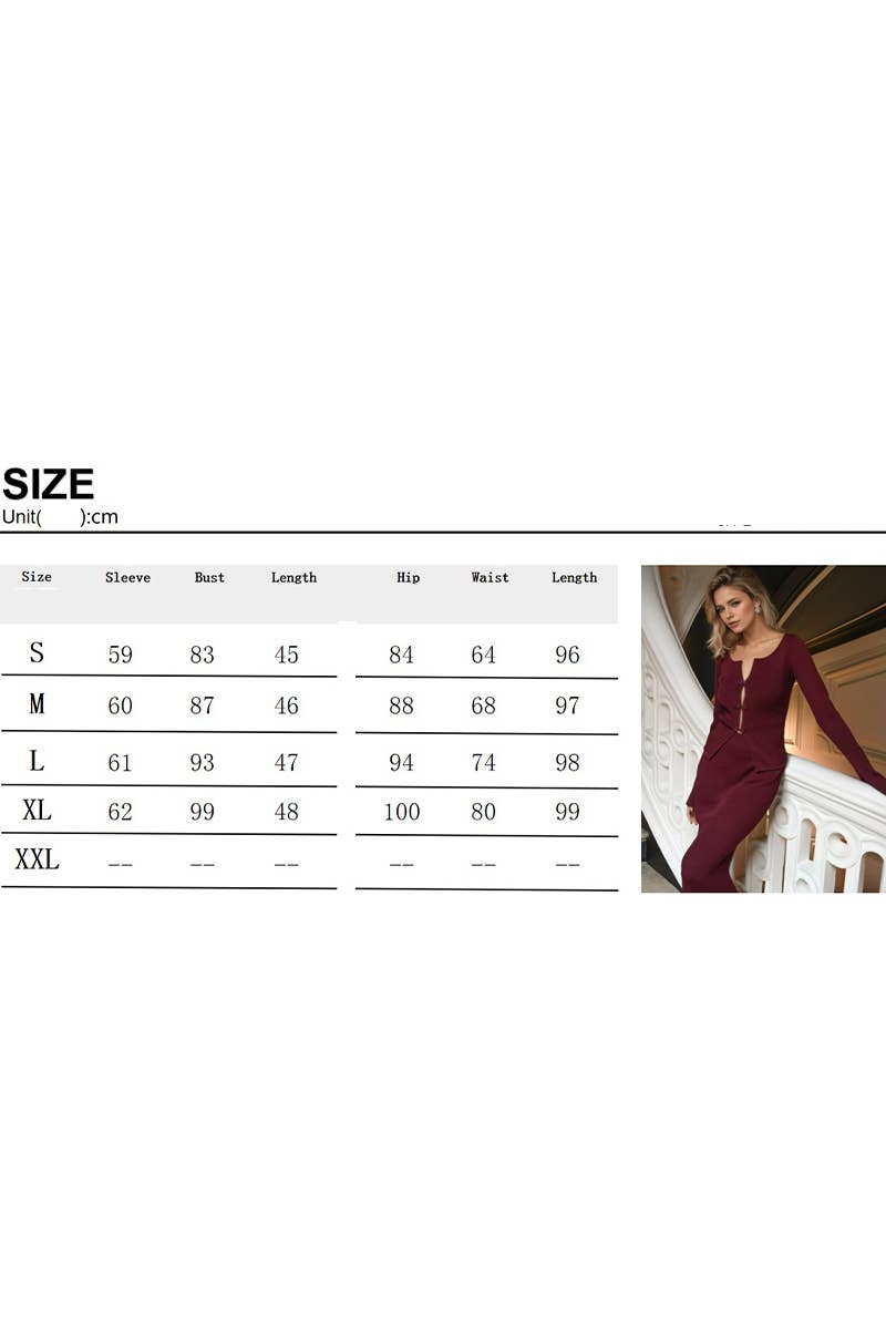 CWSS1275_FASHION KNITTED SLIM FIT TWO PIECE