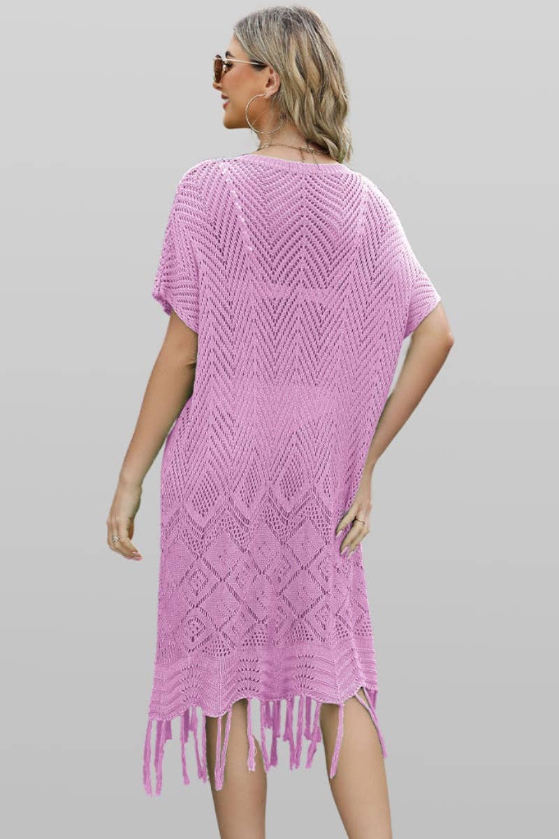 CWDSD3927_KNIT CREW NECK SHORT SLEEVE CUTOUT DRESS