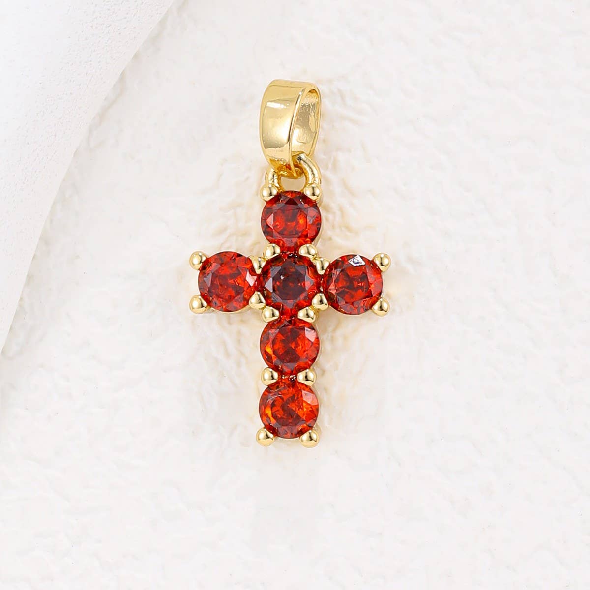 Colorful Zircon December Cross Pendant Necklace