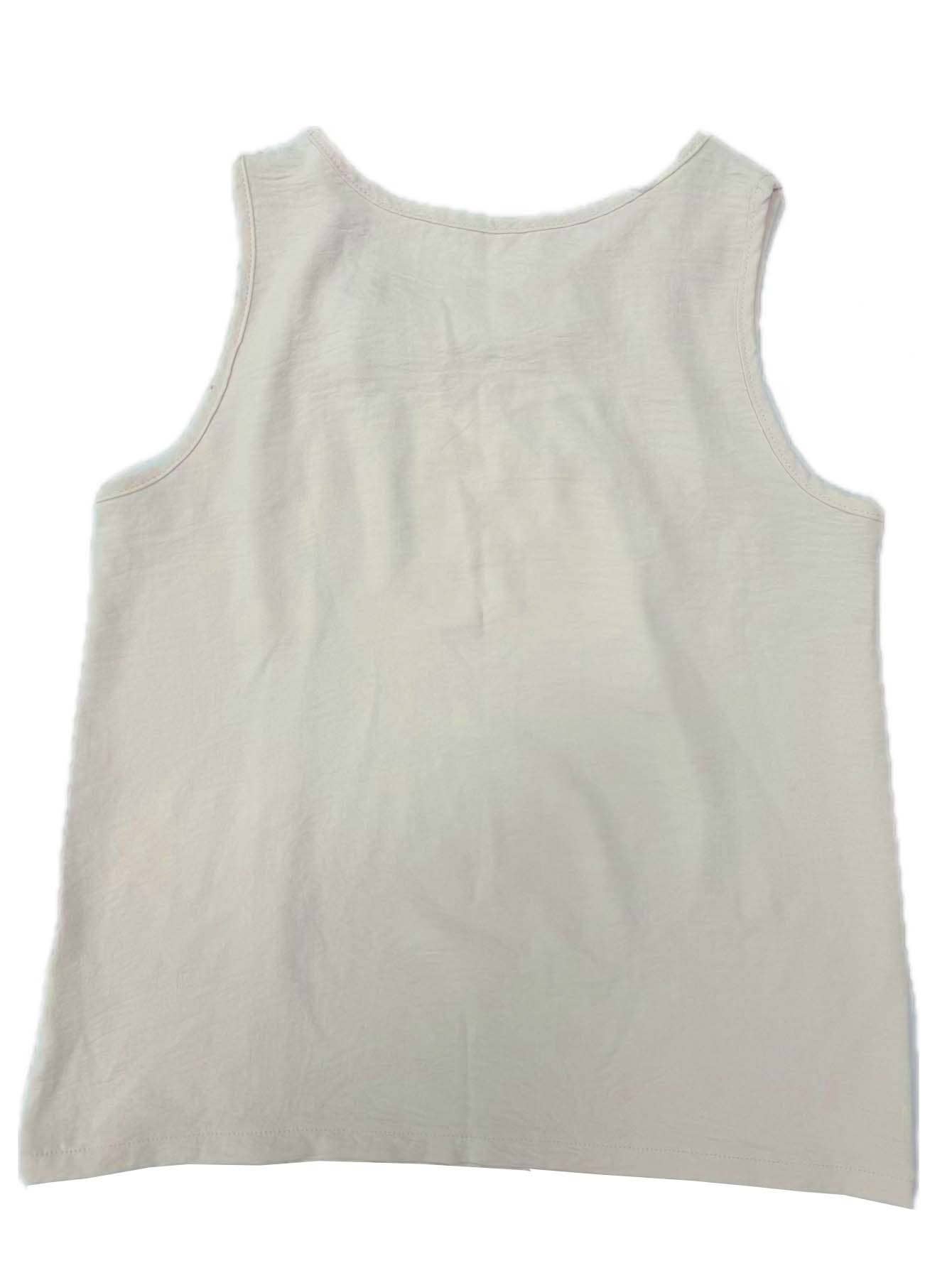 Casual slanted neck sleeveless pullover T-shirt