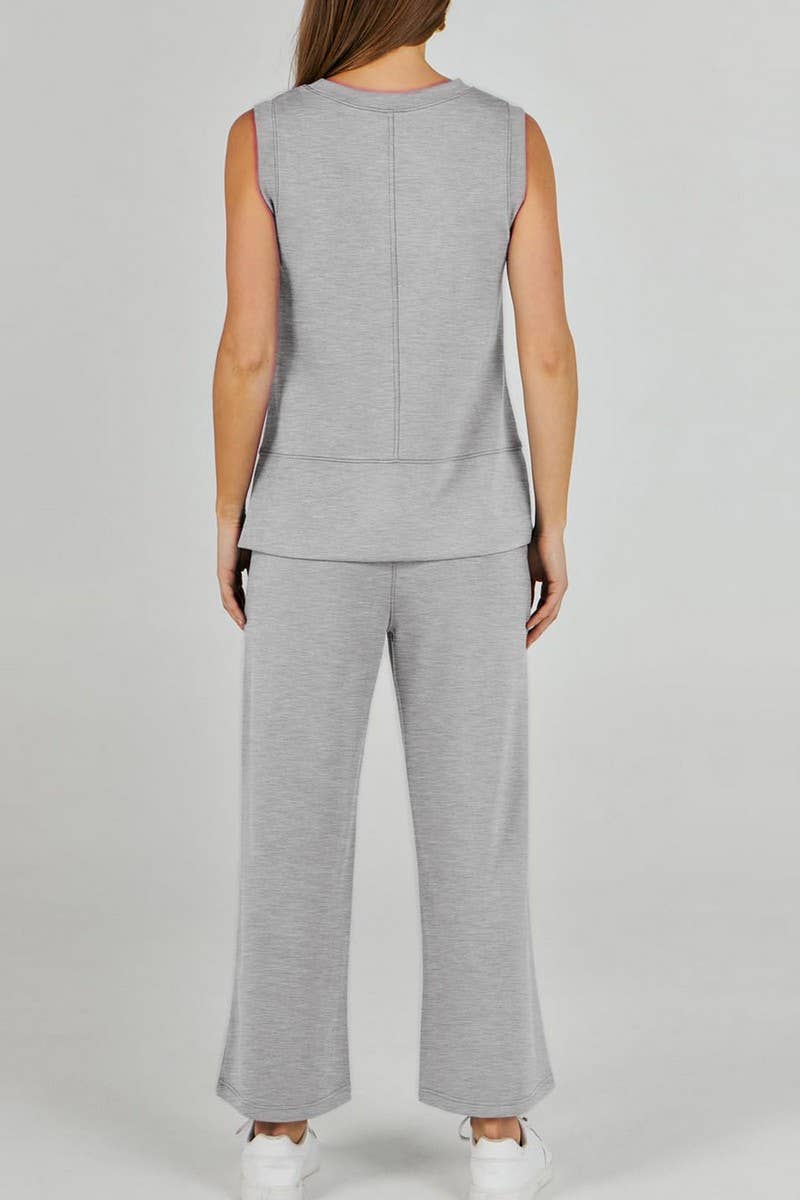 CWSTB1989_SLEEVELESS ROUND NECK STRAIGHT LEG PANTS SET