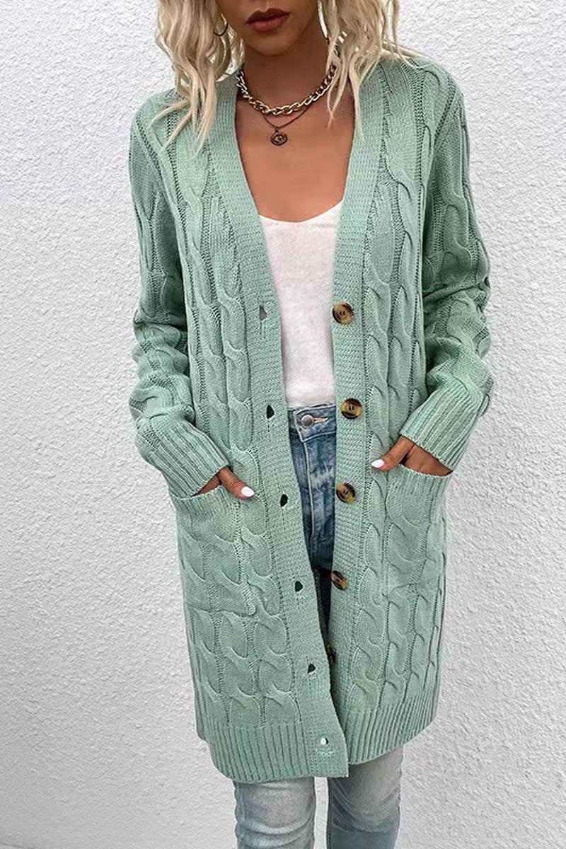 CWOCAL00832_SINGLE-BREASTED CASUAL KNITTED CARDIGAN JACKET