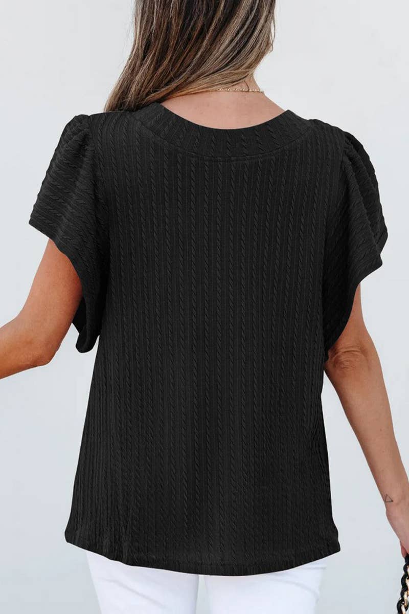 CWTBLS1811_SUMMER DOUBLE-LAYER RUFFLE SHORT-SLEEVED T-SHIRT