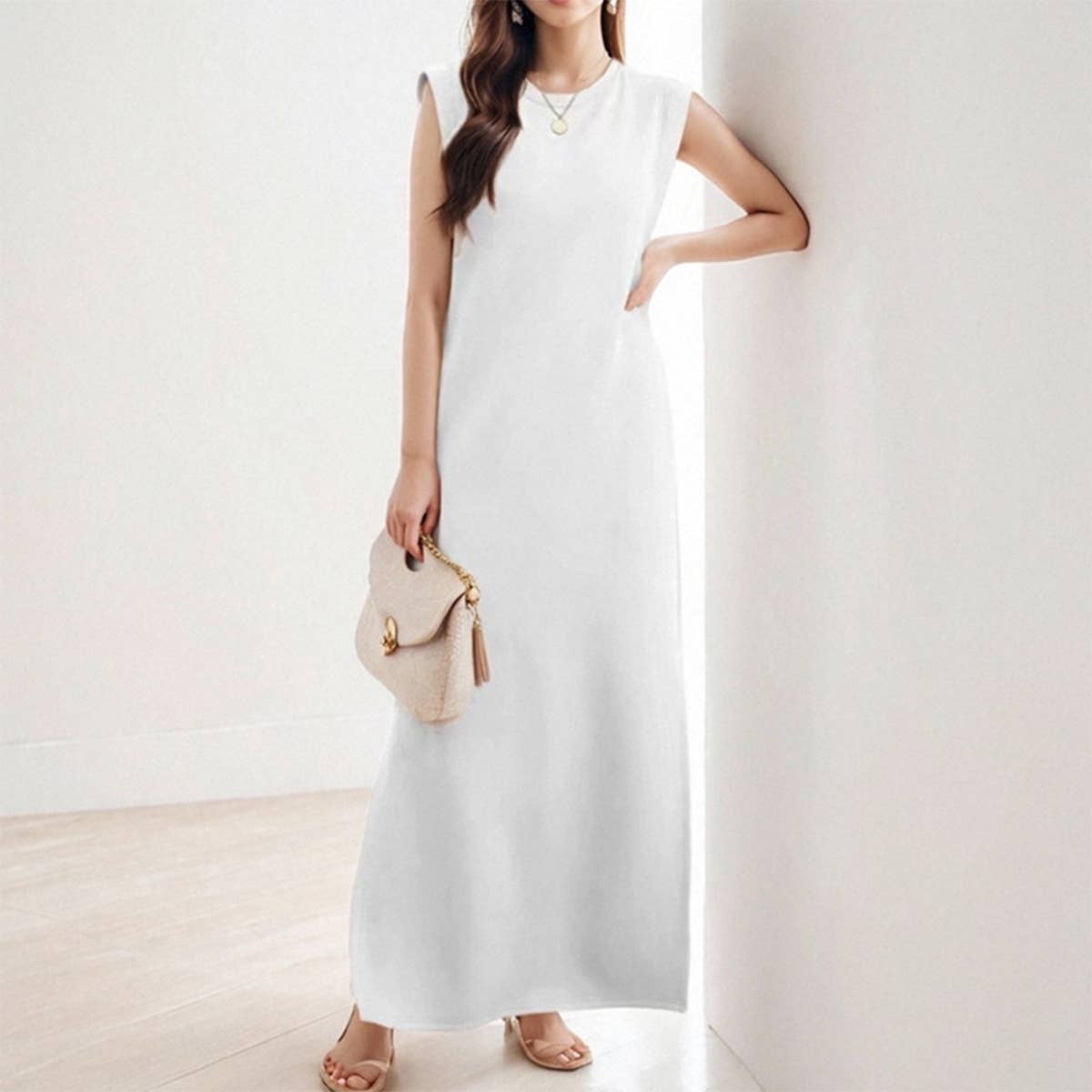 Casual French style sleeveless slimming dress