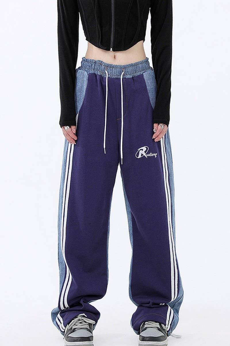 CWBLP1840_SPORTS CASUAL STITCHING LOOSE WIDE-LEG PANTS