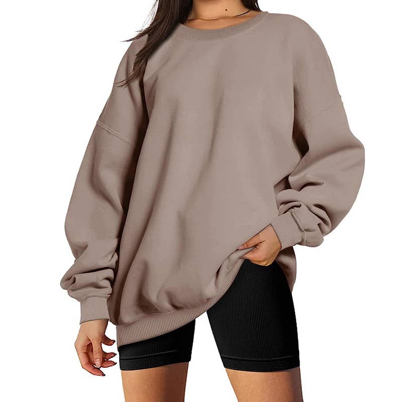 Basic solid-color long-sleeved pullover hoodie