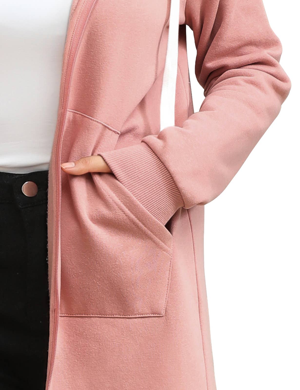 CWOHOL448_Lightweight Thin Zip-Up Hoodie Long Jacket