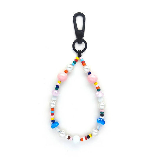 CWMM8724_COLORFUL MUSHROOM BEADED KEYCHAIN PENDANT